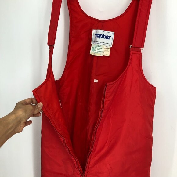 Topher red Vintage ski suit with suspenders snow suit pants Overalls Size L - Picture 10 of 16